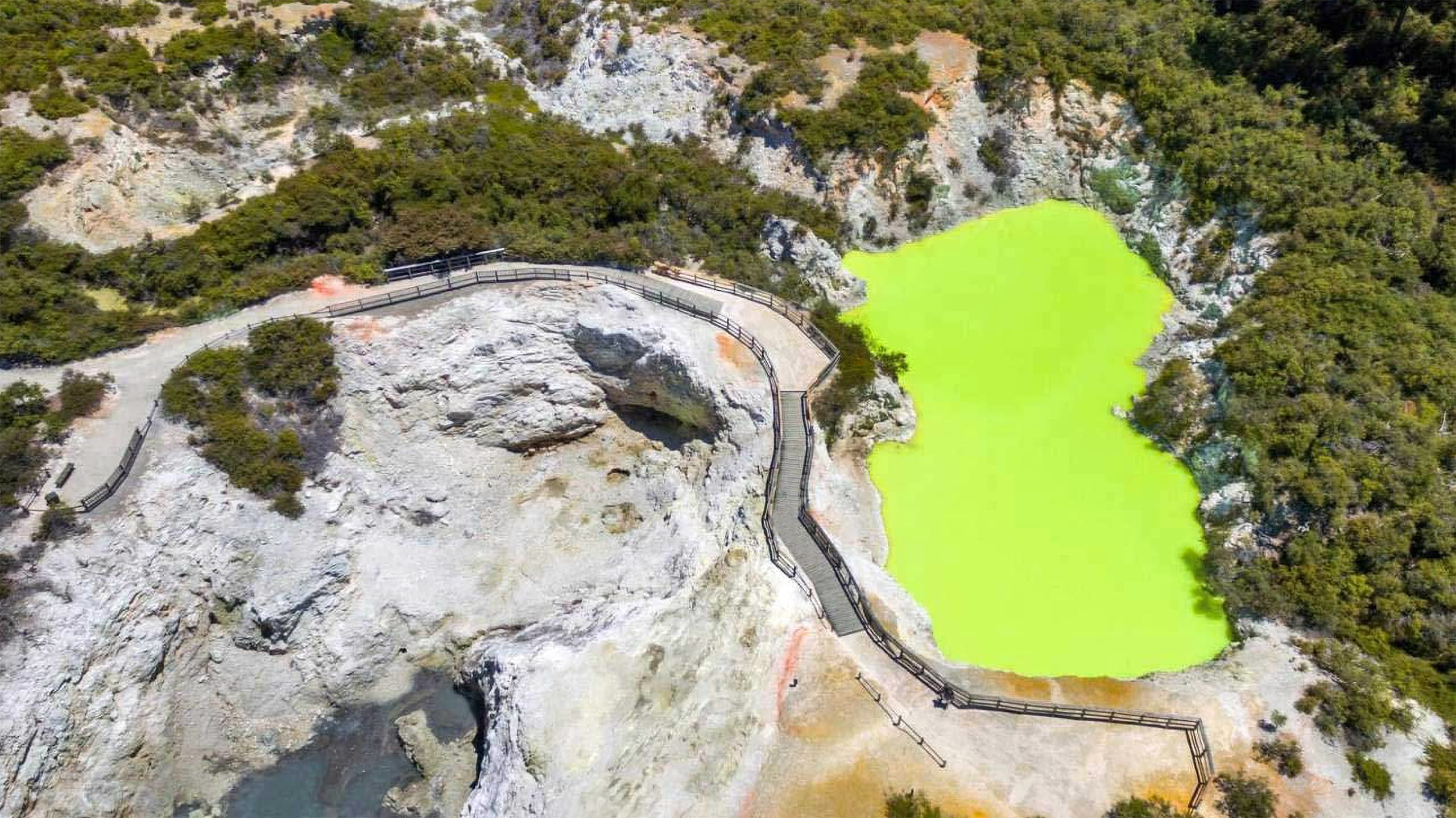 Aerial view of Rotorua geothermal feature
